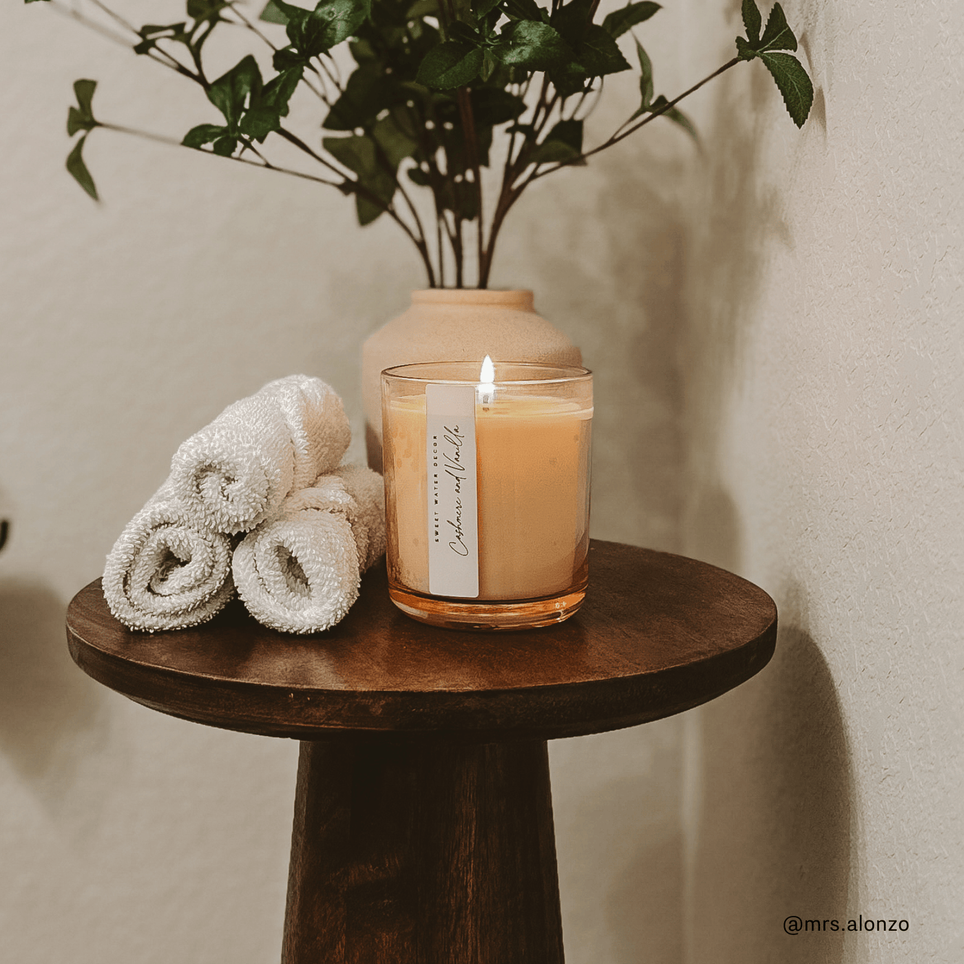 Cashmere and Vanilla Soy Candle - Tinted Glass Jar - 12 oz - Sweet Water Decor - Candles