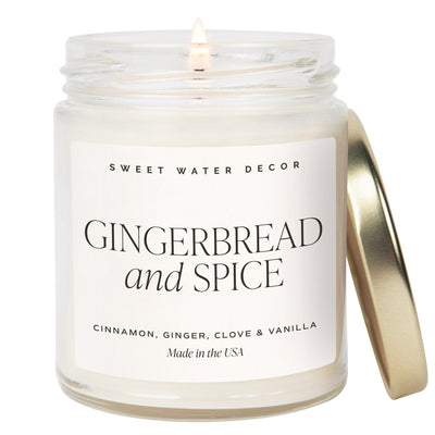 Gingerbread and Spice Soy Candle - Clear Jar - 9 oz - Sweet Water Decor - Candles