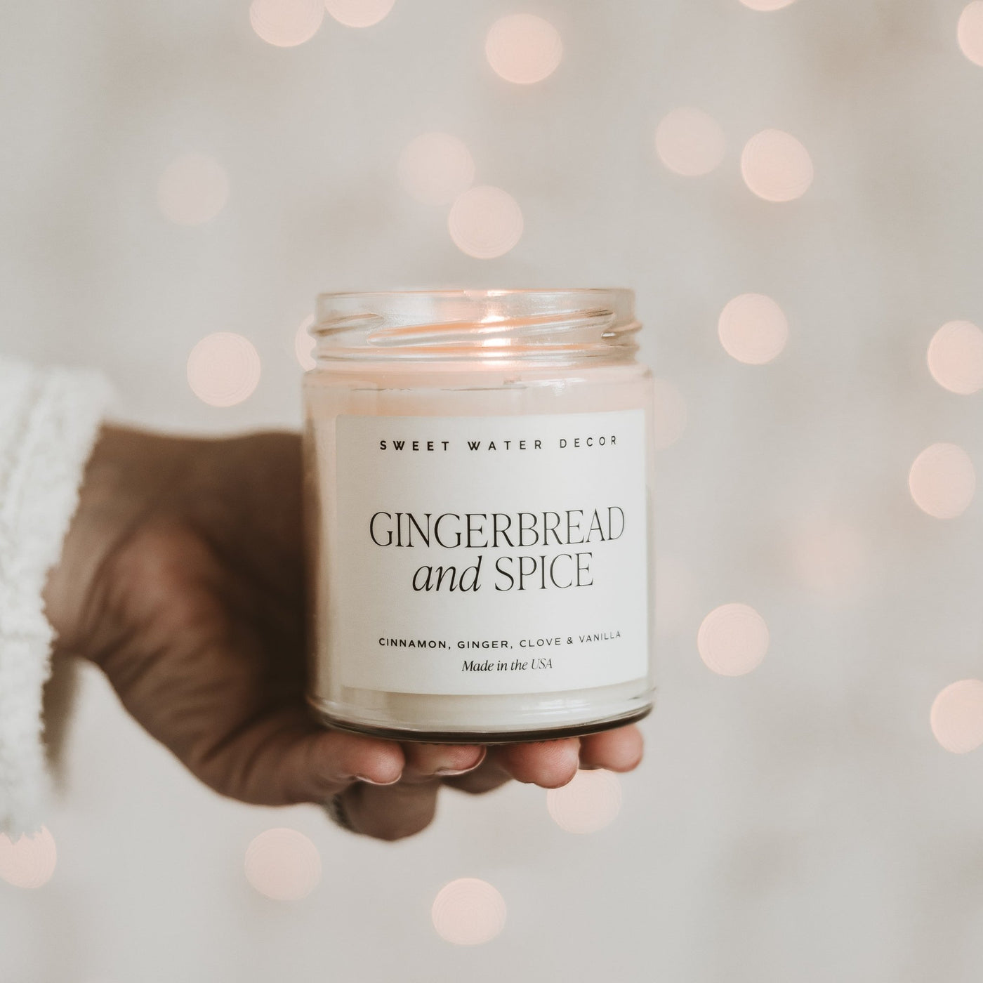 Gingerbread and Spice Soy Candle - Clear Jar - 9 oz - Sweet Water Decor - Candles