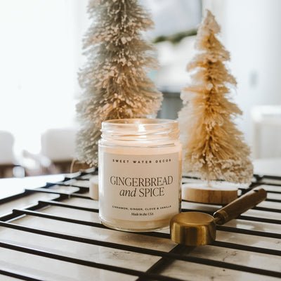Gingerbread and Spice Soy Candle - Clear Jar - 9 oz - Sweet Water Decor - Candles