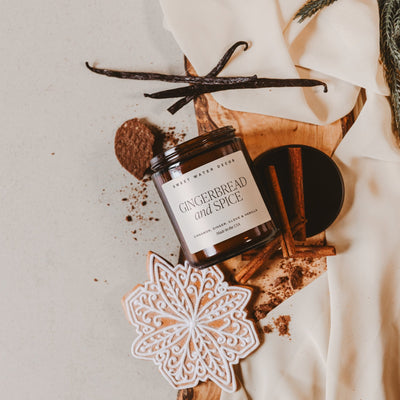 Gingerbread and Spice Soy Candle - Amber Jar - 9 oz - Sweet Water Decor - Candles