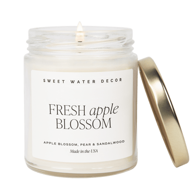 Fresh Apple Blossom Soy Candle - Clear Jar - 9 oz - Sweet Water Decor - Candles