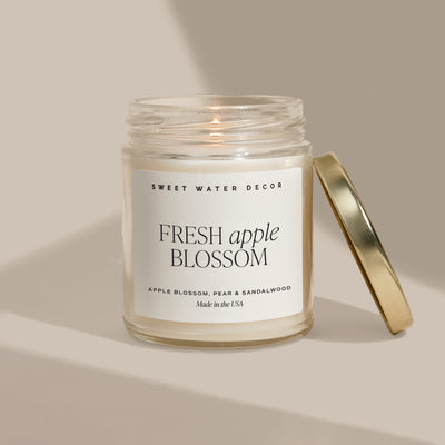 Fresh Apple Blossom Soy Candle - Clear Jar - 9 oz - Sweet Water Decor - Candles