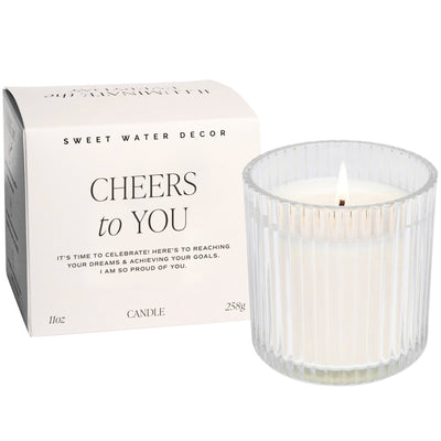 Cheers To You Soy Candle - Ribbed Glass Jar with Box - 11 oz - Sweet Water Decor - Candles