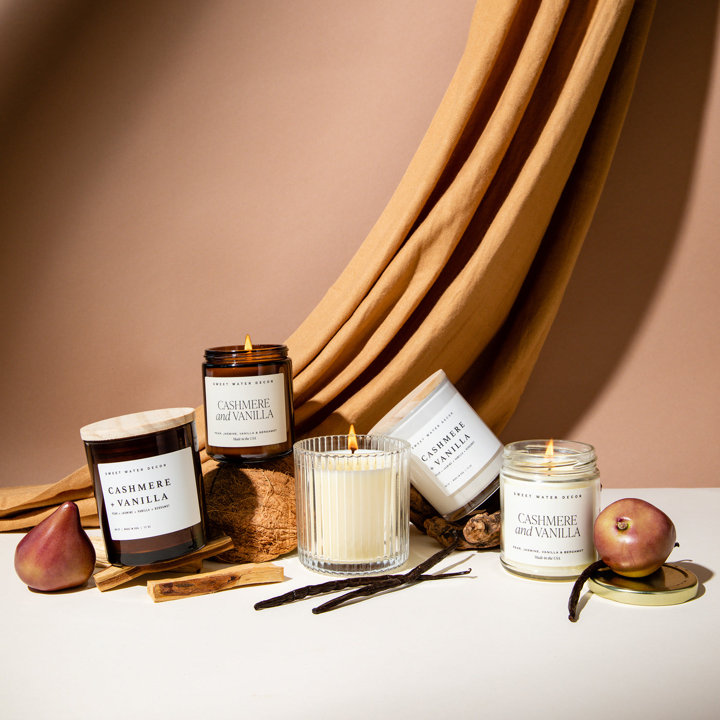 Cashmere and Vanilla Soy Candle - Cream Stoneware Jar - 12 oz
