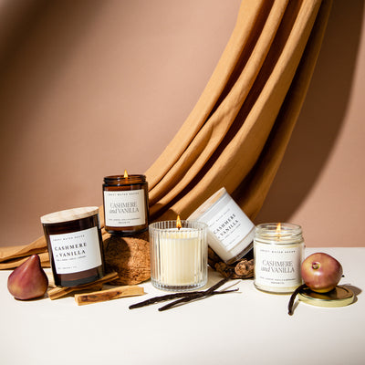 Cashmere and Vanilla Soy Candle - Cream Stoneware Jar - 12 oz