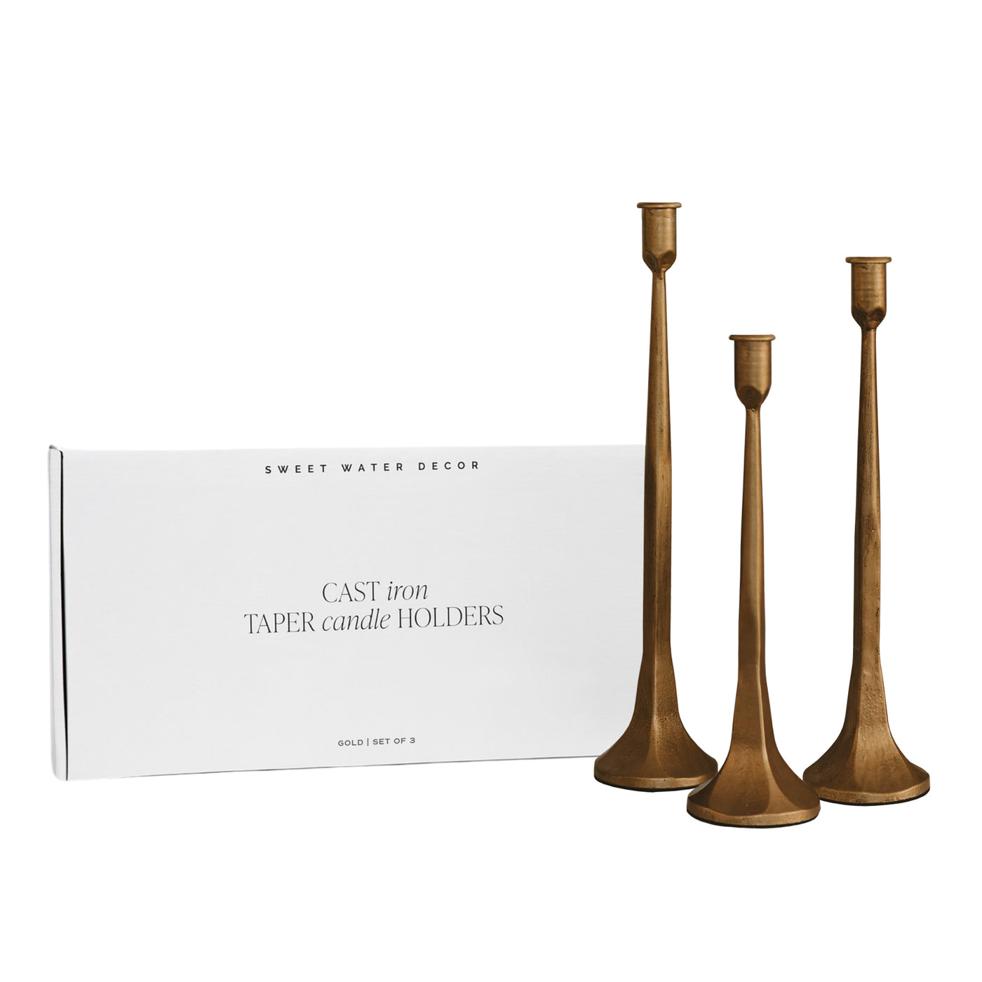 Gold Cast Iron Taper Candle Holders - Sweet Water Decor - taper holder