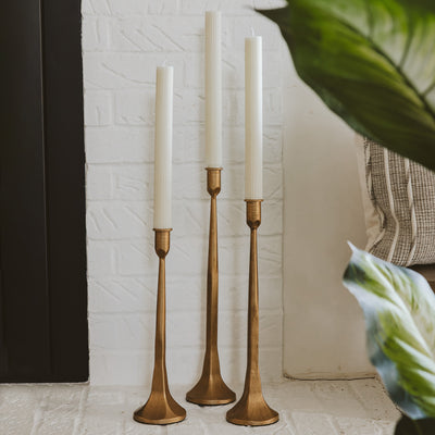 Gold Cast Iron Taper Candle Holders - Sweet Water Decor - taper holder