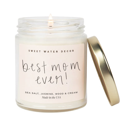 Best Mom Ever! Soy Candle - Clear Jar - 9 oz - Sweet Water Decor - Candles