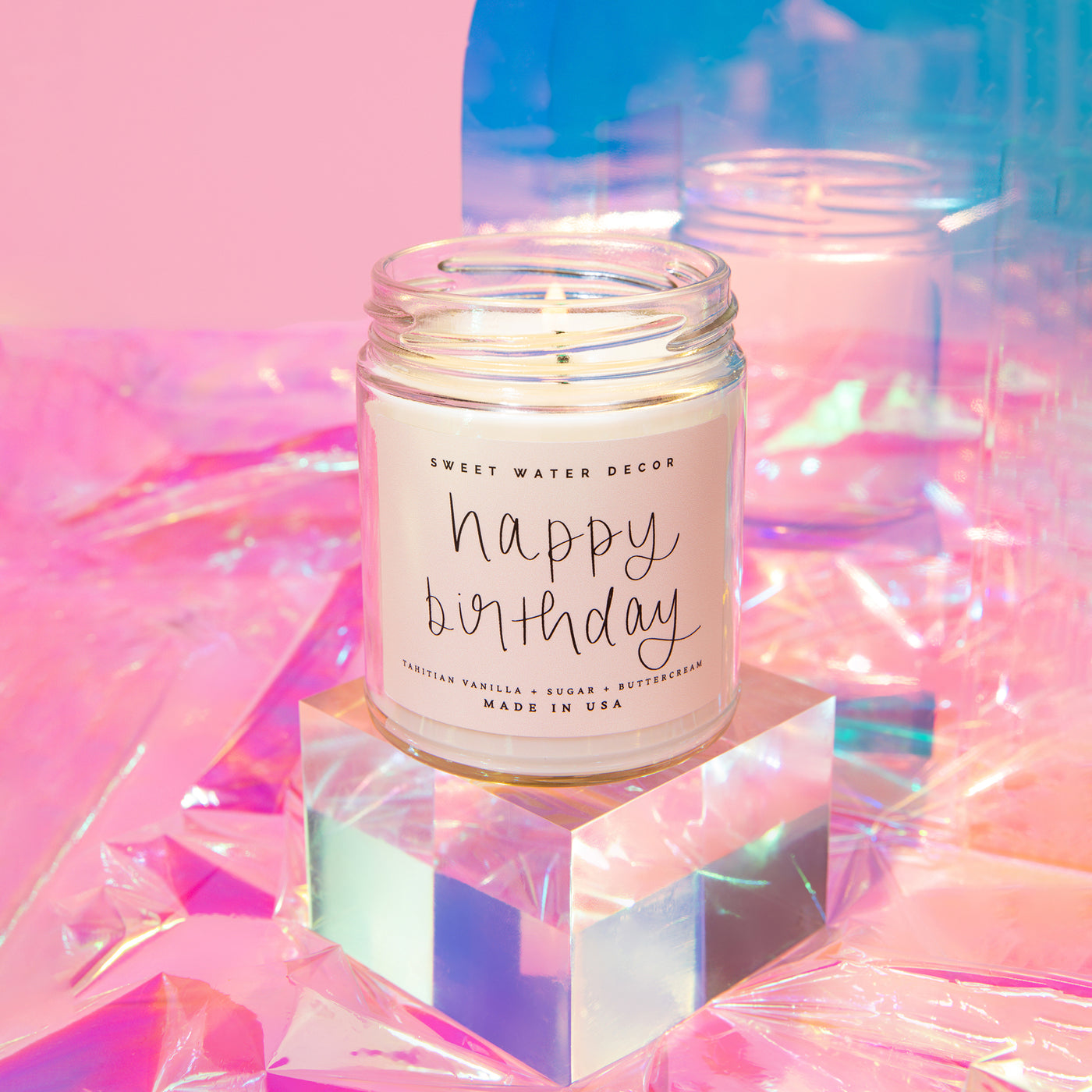Happy Birthday Soy Candle - Clear Jar - 9 oz