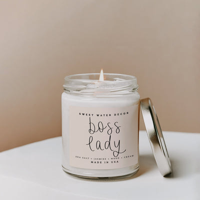 Boss Lady Soy Candle - Clear Jar - 9 oz - Sweet Water Decor - Candles