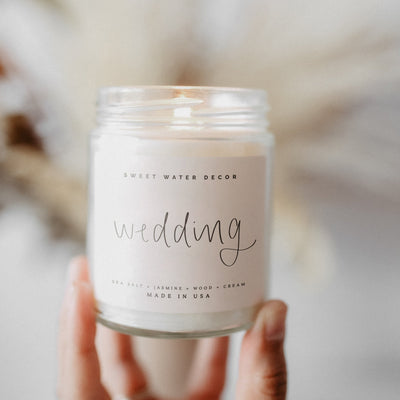 Wedding Soy Candle - Clear Jar - 9 oz - Sweet Water Decor - Candles