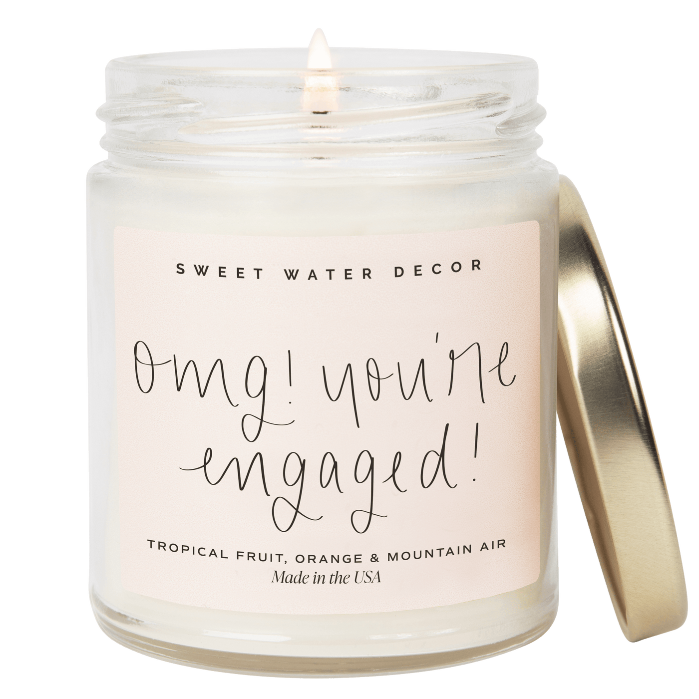 OMG! You're Engaged! Soy Candle - Clear Jar - 9 oz - Sweet Water Decor - Candles