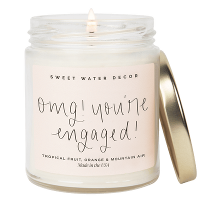 OMG! You're Engaged! Soy Candle - Clear Jar - 9 oz - Sweet Water Decor - Candles