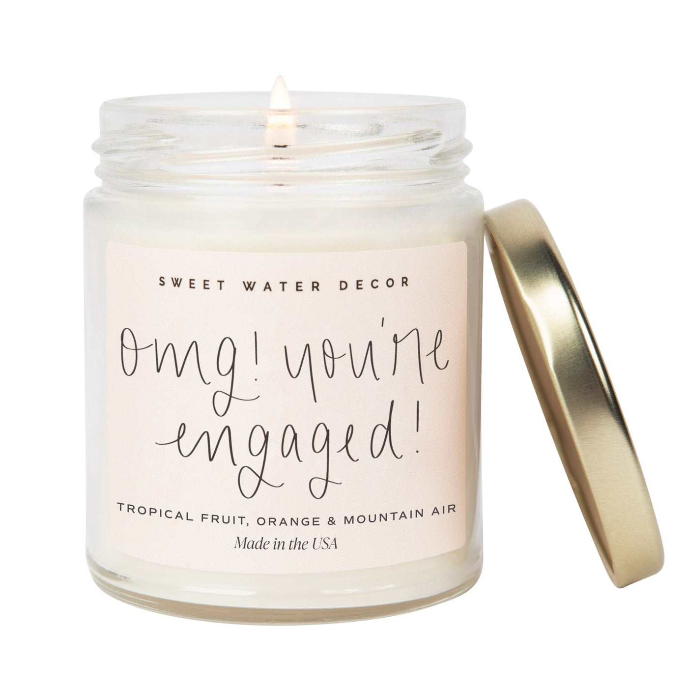 OMG! You're Engaged! Soy Candle - Clear Jar - 9 oz - Sweet Water Decor - Candles