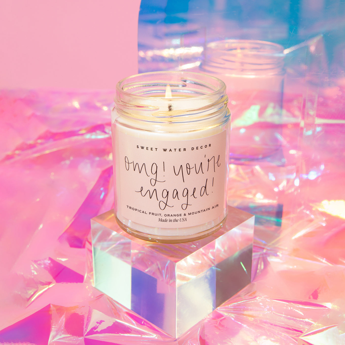 OMG! You're Engaged! Soy Candle - Clear Jar - 9 oz - Sweet Water Decor - Candles