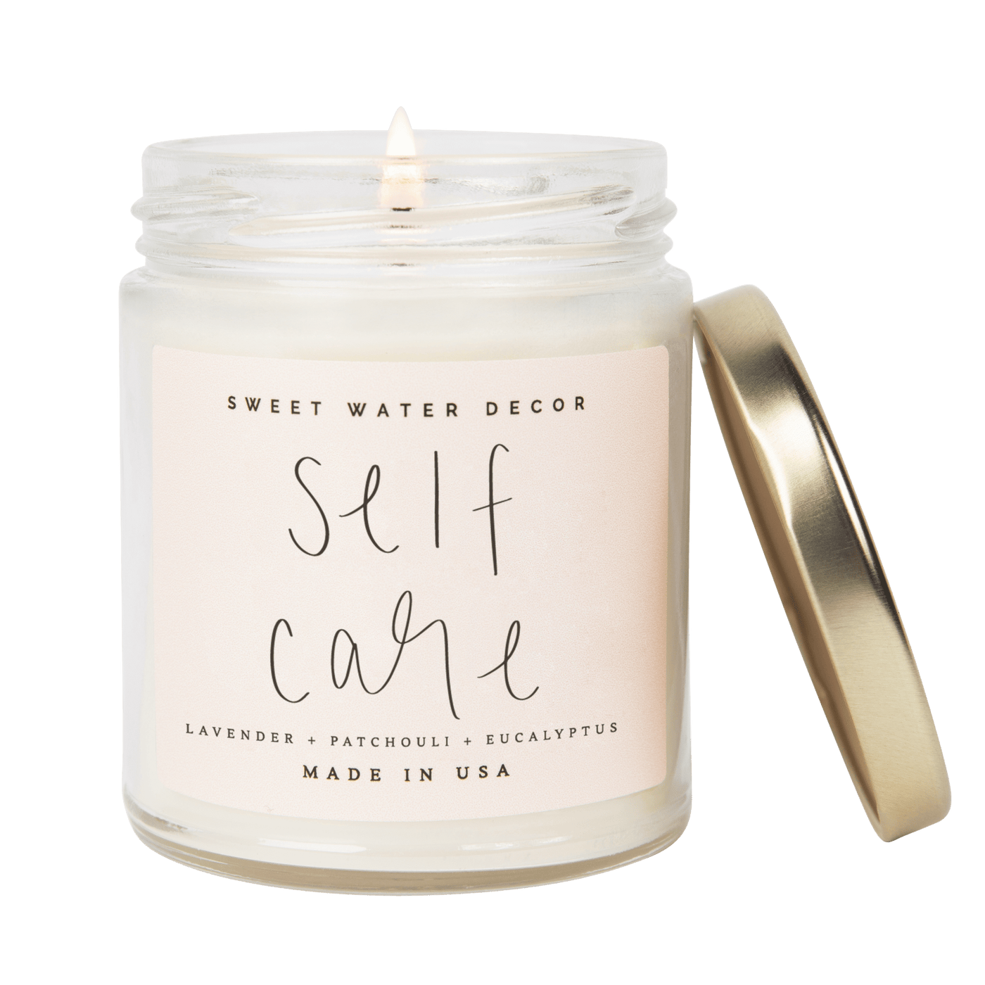 Self Care Soy Candle - Clear Jar - 9 oz - Sweet Water Decor - Candles