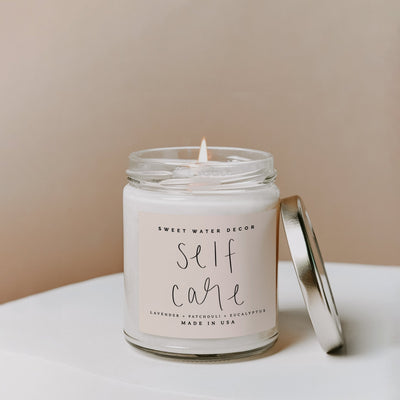 Self Care Soy Candle - Clear Jar - 9 oz - Sweet Water Decor - Candles