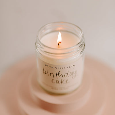 Birthday Cake Soy Candle - Clear Jar - 9 oz - Sweet Water Decor - Candles