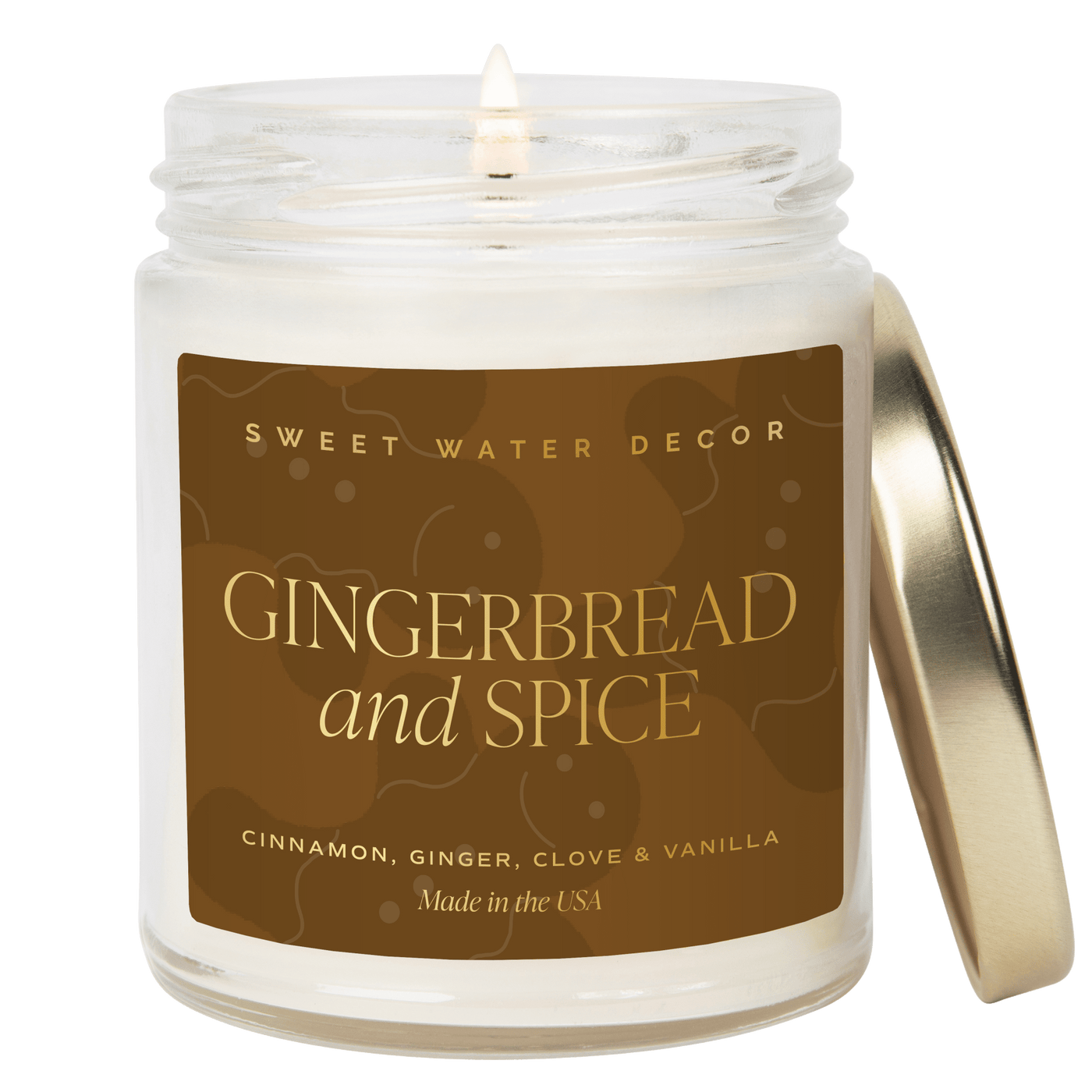 Gingerbread and Spice Soy Candle - Clear Jar - 9 oz - Sweet Water Decor - Candles