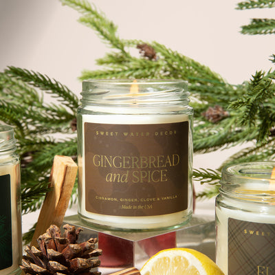 Gingerbread and Spice Soy Candle - Clear Jar - 9 oz - Sweet Water Decor - Candles