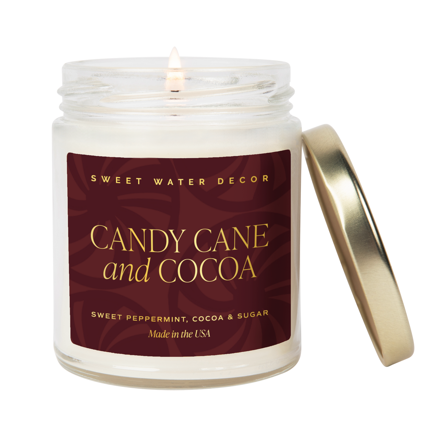 Candy Cane and Cocoa Soy Candle - Clear Jar - 9 oz