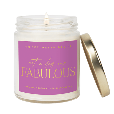 Not A Day Over Fabulous Soy Candle - Clear Jar - 9 oz (Wildflowers and Salt) - Sweet Water Decor - Candles