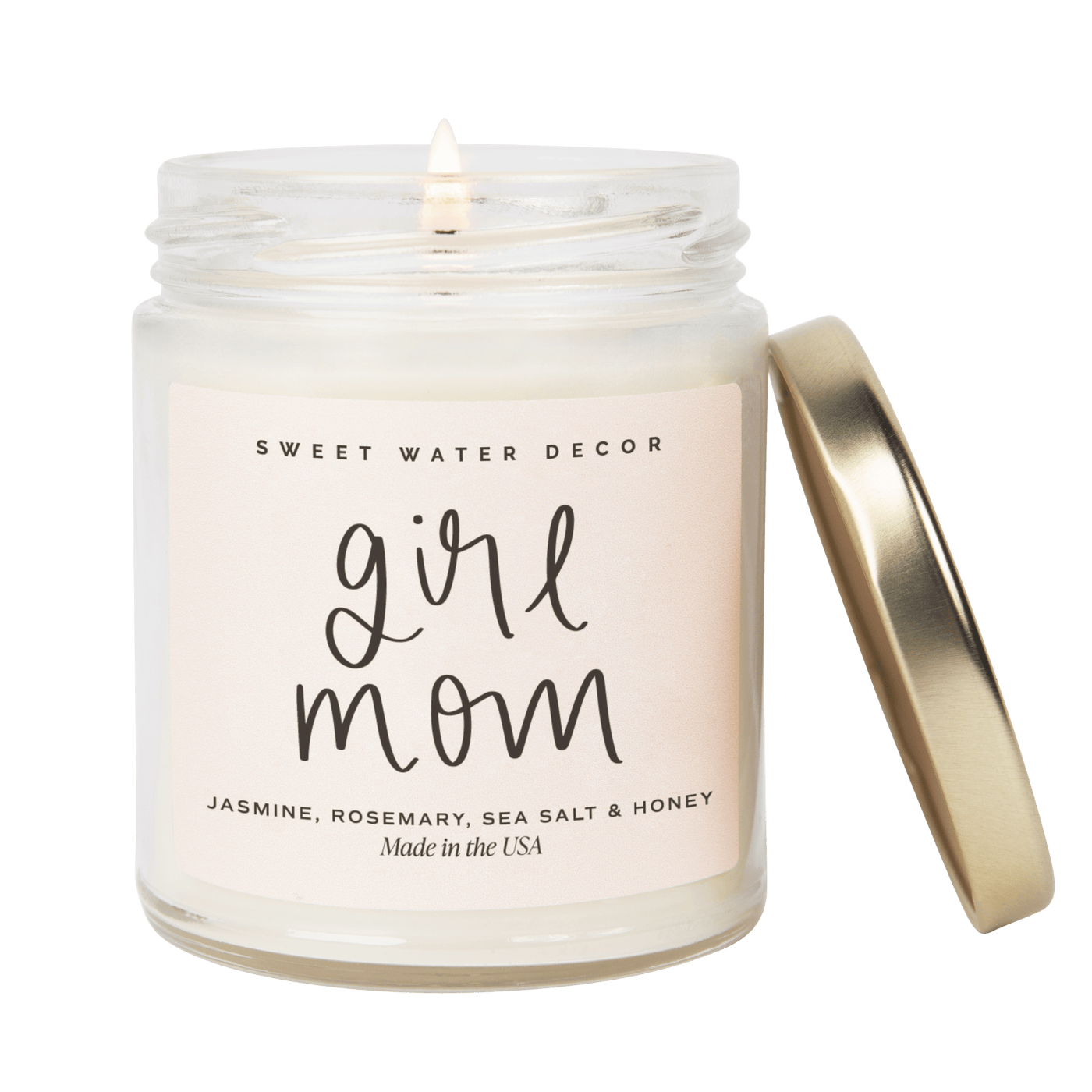 Girl Mom Soy Candle - Clear Jar - 9 oz (Wildflowers and Salt) - Sweet Water Decor - Candles