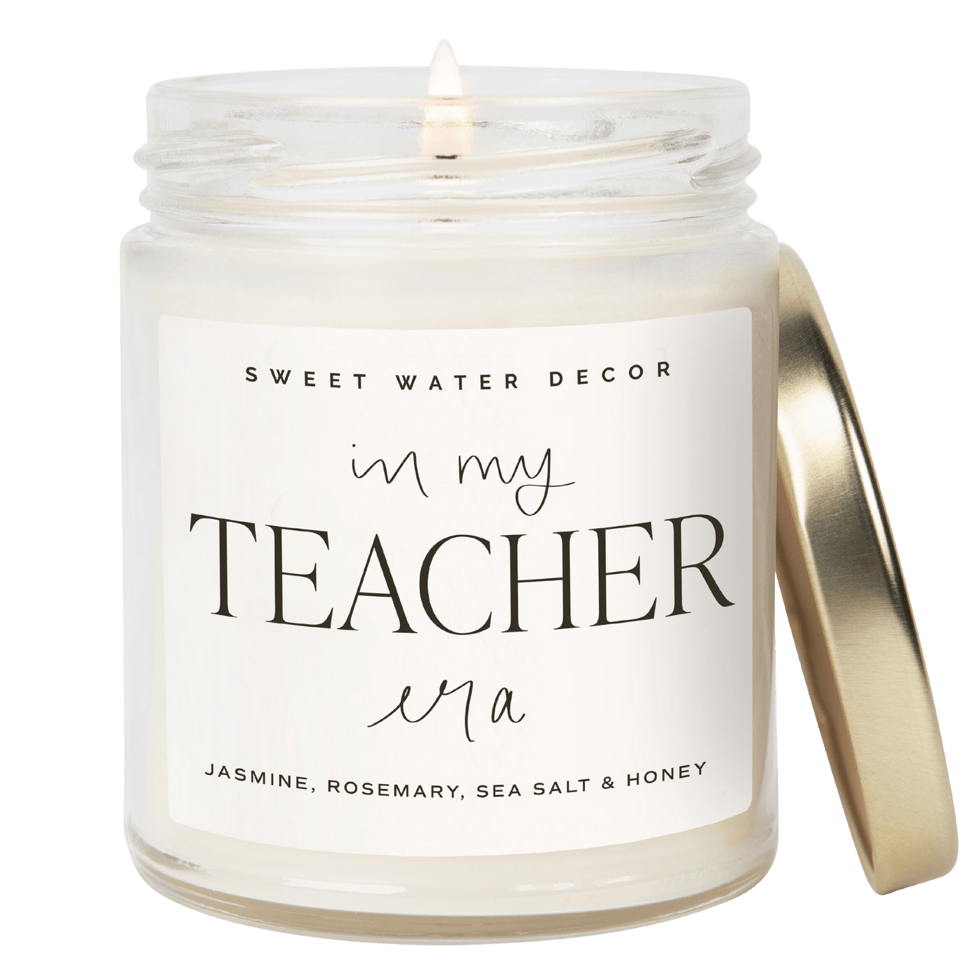 In My Teacher Era Soy Candle - Clear Jar - 9 oz (Wildflowers and Salt) - Sweet Water Decor - Candles