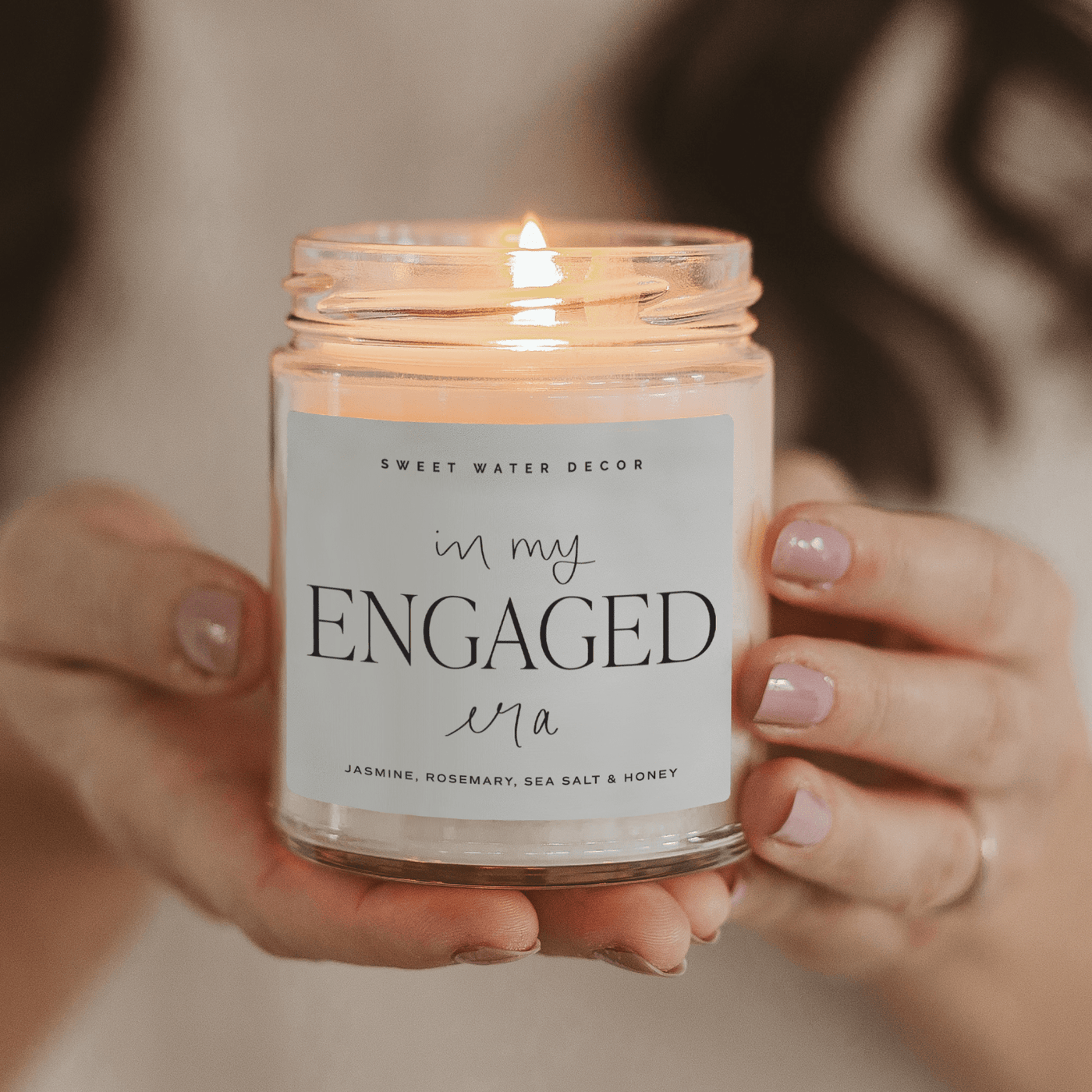 In My Engaged Era Soy Candle - Clear Jar - 9 oz (Wildflowers and Salt) - Sweet Water Decor - Candles