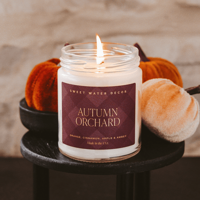 Autumn Orchard Soy Candle | 9oz. Clear Jar (Mulled Cider) - Sweet Water Decor - Candles