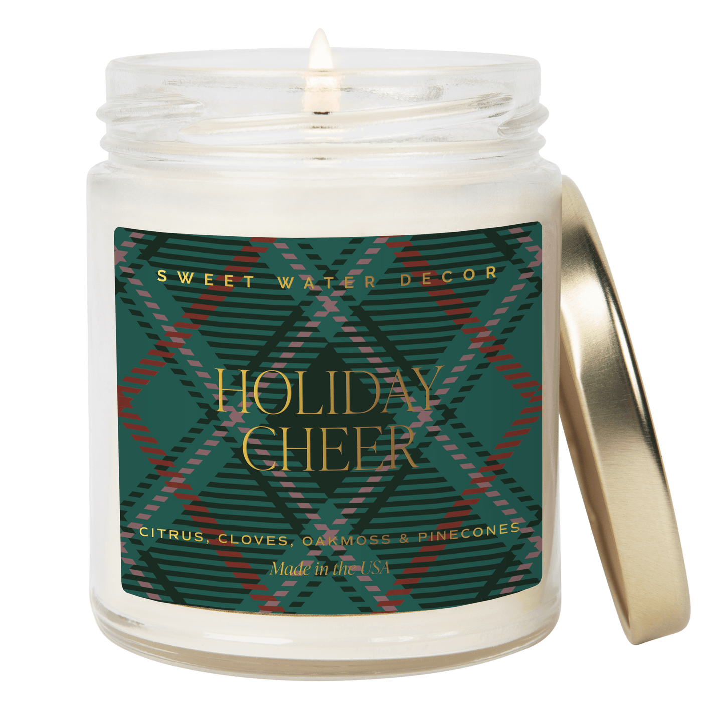 Holiday Cheer Soy Candle | 9oz. Clear Jar - Sweet Water Decor - Candles