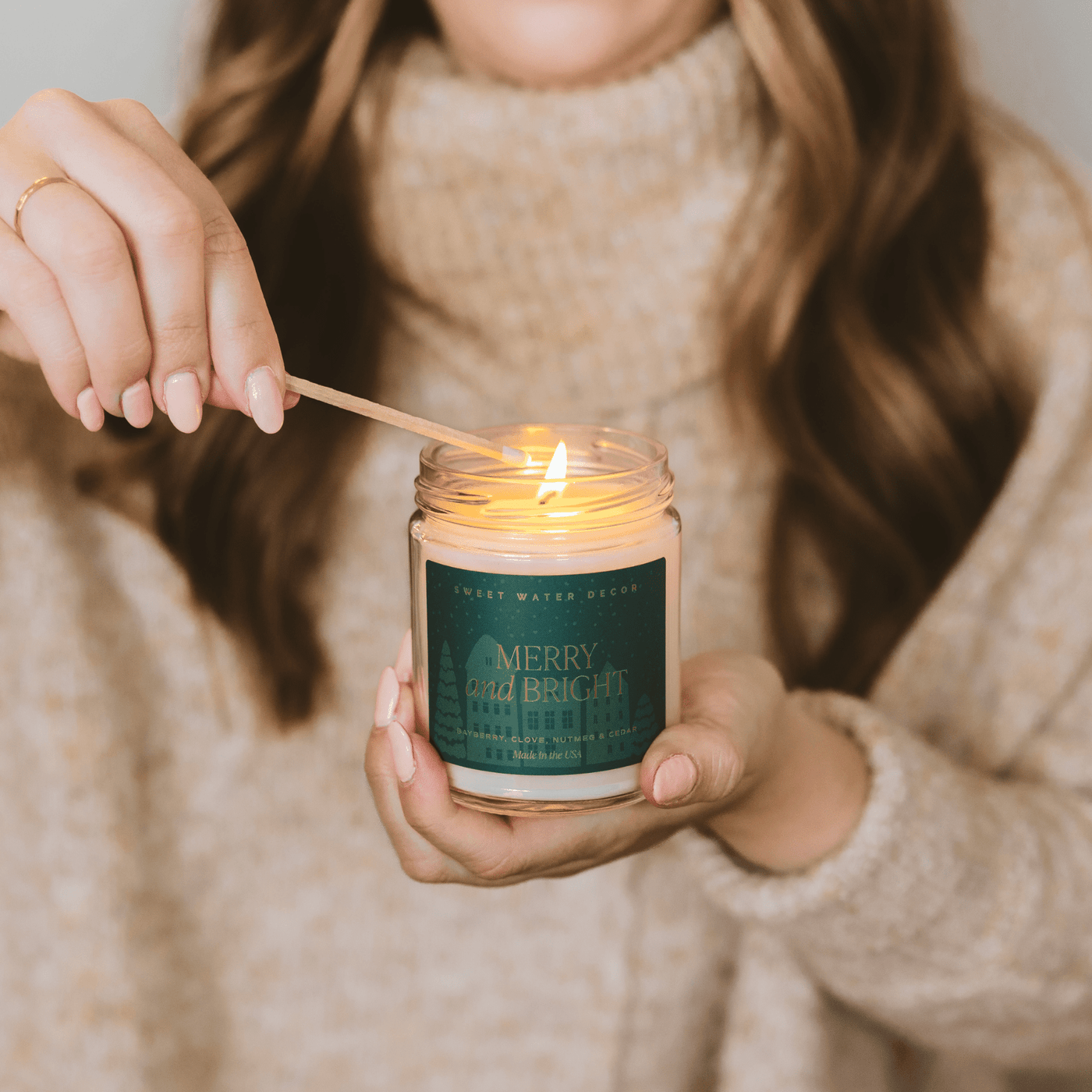 Merry and Bright Soy Candle | 9oz. Clear Jar - Sweet Water Decor - Candles