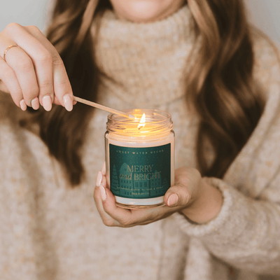Merry and Bright Soy Candle | 9oz. Clear Jar - Sweet Water Decor - Candles