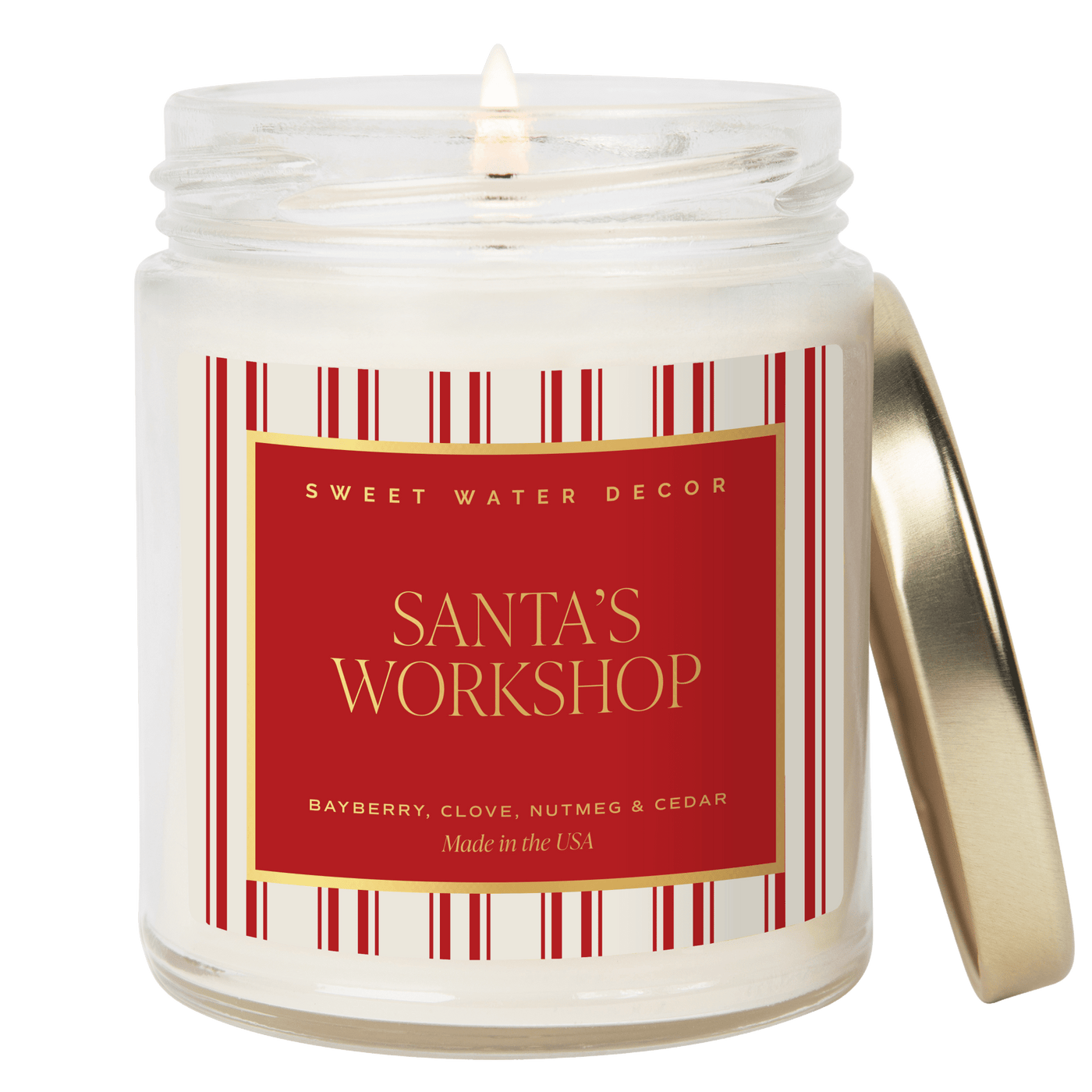 Santa's Workshop Soy Candle - 9 oz Clear Jar (Merry and Bright) - Sweet Water Decor - Candles