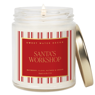 Santa's Workshop Soy Candle - 9 oz Clear Jar (Merry and Bright) - Sweet Water Decor - Candles