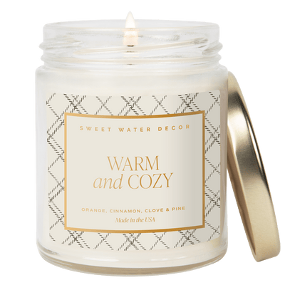 Warm and Cozy Soy Candle - Clear Jar - 9 oz - Sweet Water Decor - Candles