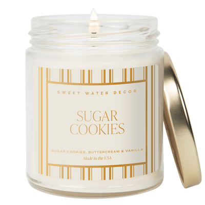 Sugar Cookies Soy Candle - 9 oz Patterned Clear Jar - Sweet Water Decor - Candles