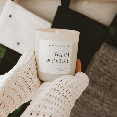 Warm and Cozy Soy Candle - Tan Matte Jar - 15 oz - Sweet Water Decor - Candles