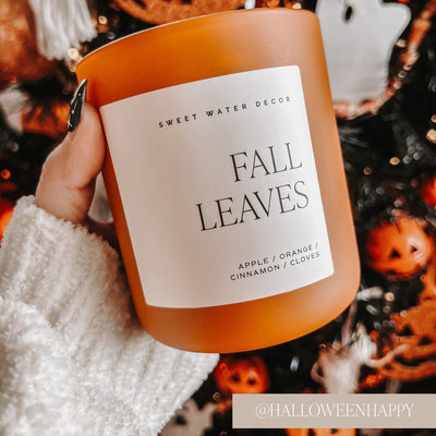 Fall Leaves Soy Candle - Orange Matte Jar - 15 oz