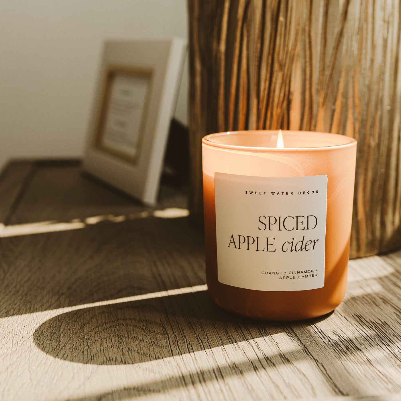 Spiced Apple Cider Soy Candle - Orange Matte Jar - 15 oz - Sweet Water Decor - Candles