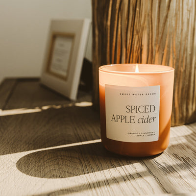 Spiced Apple Cider Soy Candle - Orange Matte Jar - 15 oz - Sweet Water Decor - Candles