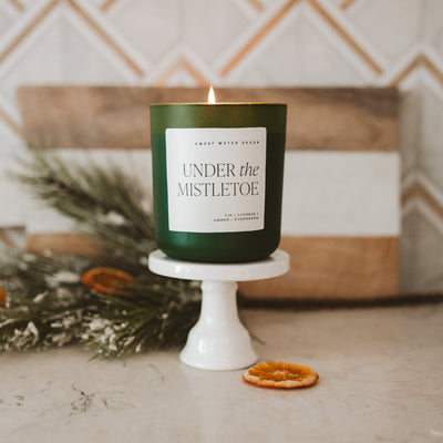 Under the Mistletoe Soy Candle - Green Matte Jar - 15 oz - Sweet Water Decor - Candles