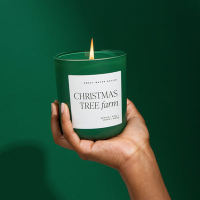 Christmas Tree Farm Soy Candle - Green Matte Jar - 15 oz - Sweet Water Decor - Candles