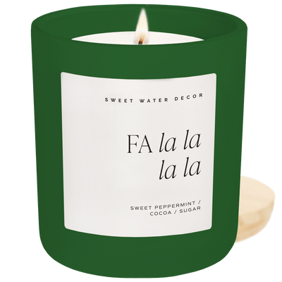 Fa La La La La Soy Candle - Green Matte Jar - 15 oz - Sweet Water Decor - Candles