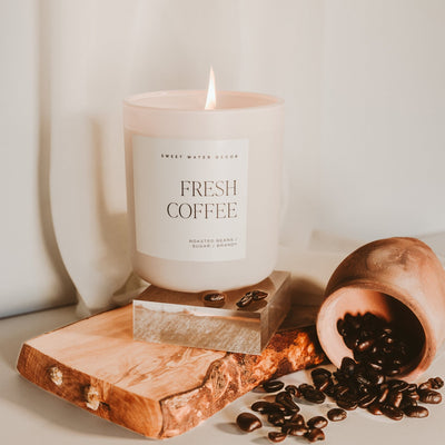 Fresh Coffee Soy Candle - Tan Matte Jar - 15 oz - Sweet Water Decor - Candles