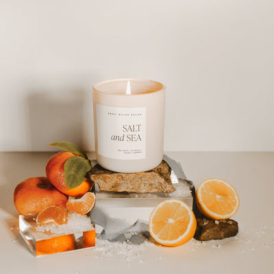 Salt and Sea Soy Candle - Tan Matte Jar - 15 oz - Sweet Water Decor - Candles