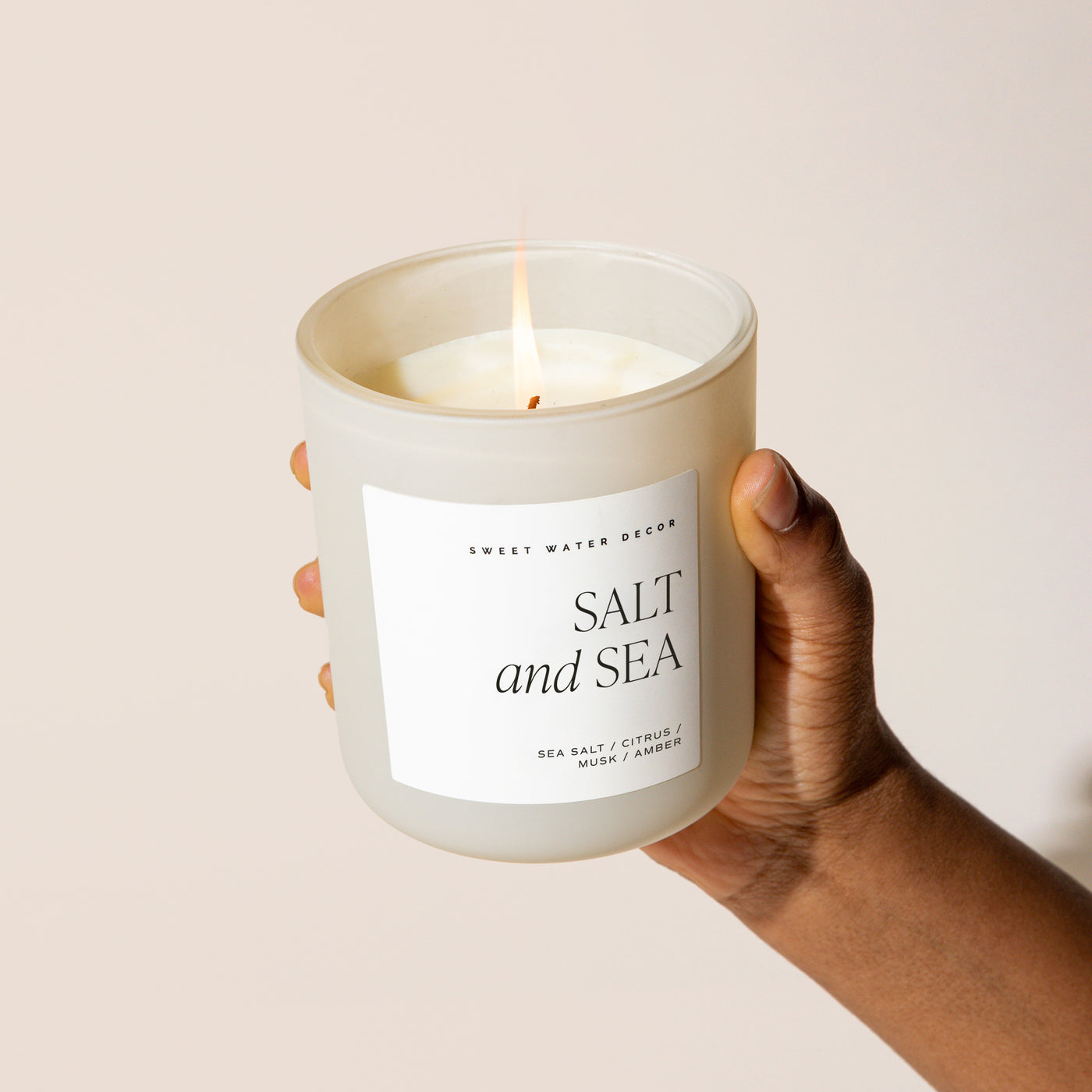 Salt and Sea Soy Candle - Tan Matte Jar - 15 oz - Sweet Water Decor - Candles