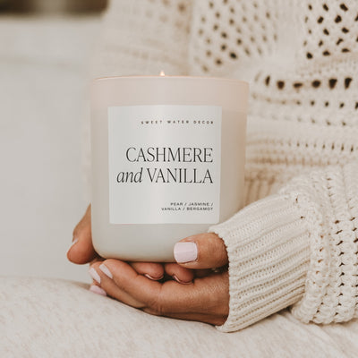 Cashmere and Vanilla Soy Candle - Tan Matte Jar - 15 oz - Sweet Water Decor - Candles