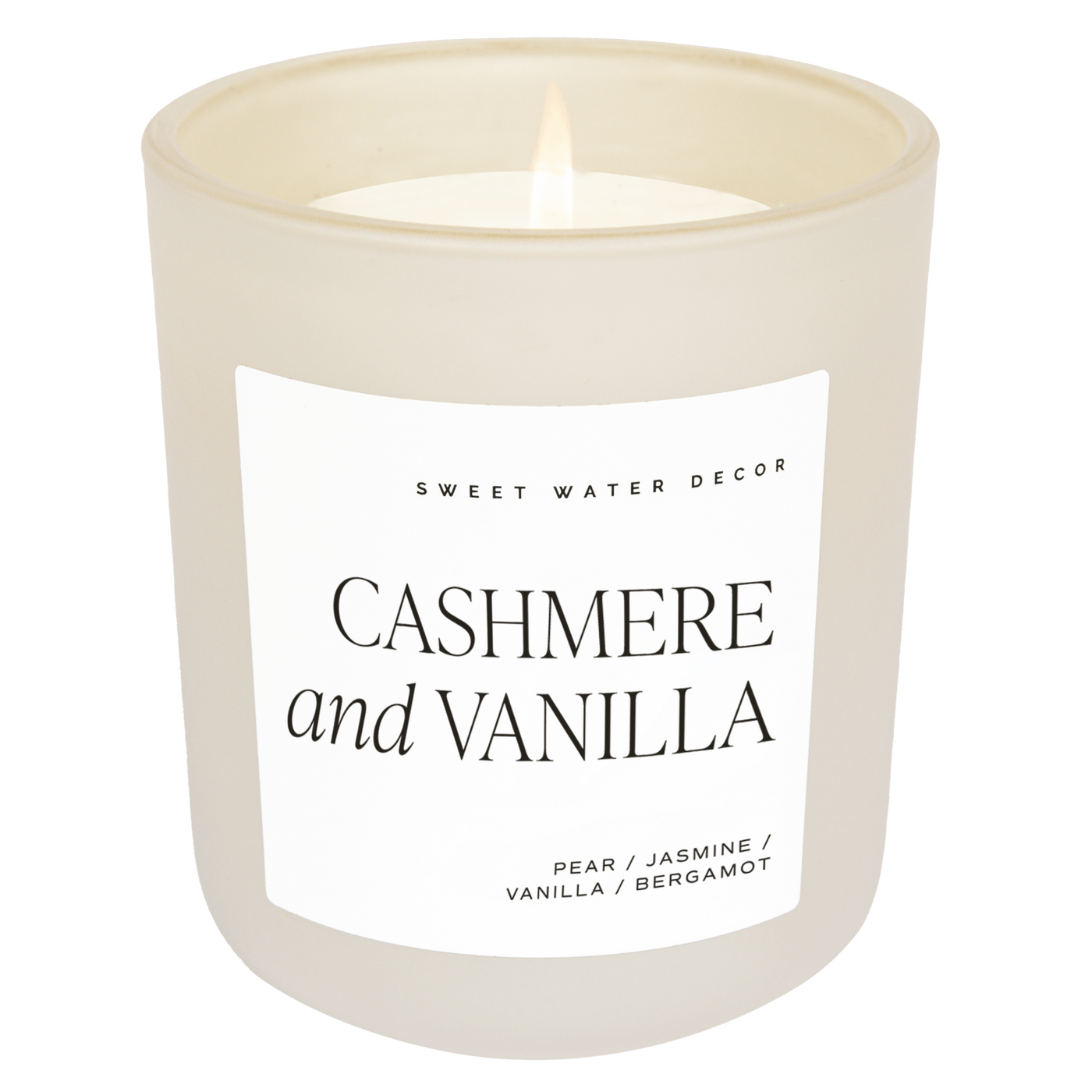 Cashmere and Vanilla Soy Candle - Tan Matte Jar - 15 oz - Sweet Water Decor - Candles